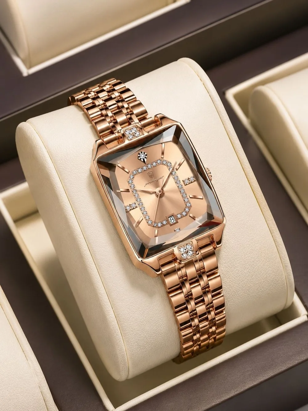 Women's Rose Gold Crystal Accent Bracelet Watch